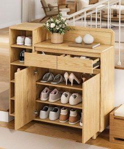 Tủ Giày Gỗ Tự Nhiên Solid Wood Shoe Cabinet 8 – Sự Tinh Tế Cho Không Gian Sống Hiện Đại