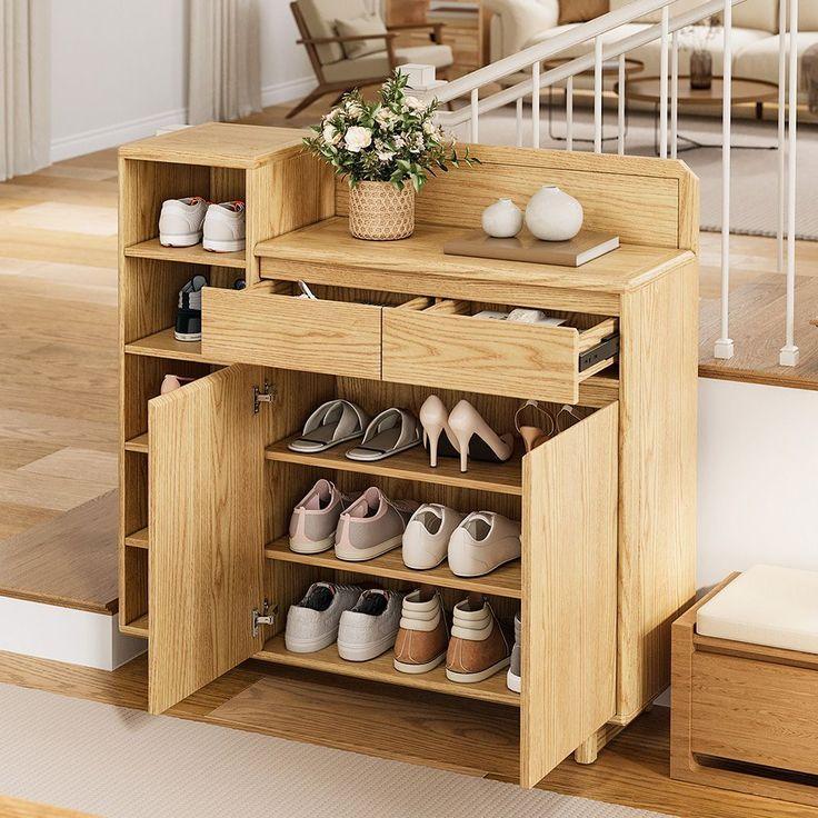 Tủ Giày Gỗ Tự Nhiên Solid Wood Shoe Cabinet 8 - Sự Tinh Tế Cho Không Gian Sống Hiện Đại